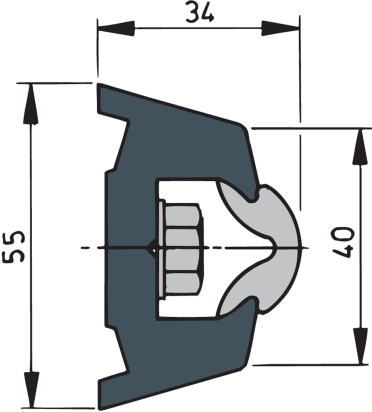 Mtr. stootlijst TRAP55 zwart (min. lengte 20 meter)