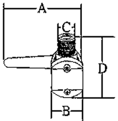 allpa RVS Verstelbare Antennevoet voor Railingmontage ( Ø20-25mm )  A=116mm  B=49mm  C=25mm  D=87mm