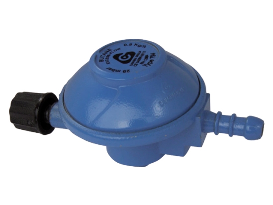 DRUKREGELAAR CAMPINGGAS 30MBAR MET 8MM SLANGPILAAR