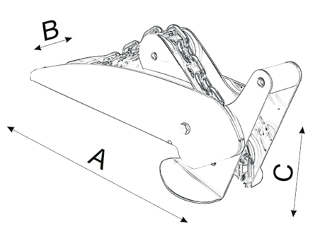 RVS Ankerrol  A=440mm  B=71mm  C=100mm ( kantelbaar tot 20 0kg )