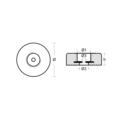 Disc anode for Stern 120*35 compl. w. plug, p