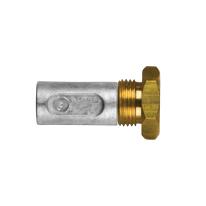 Zinc+Brass AIFO-FTP  pencil anode Ø14 L.28 complete with brass plug th.18X1,5