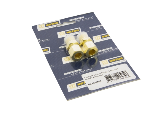 Set:inschrkop.1/4"bsp 10mm pijp,recht,messing(2x)
