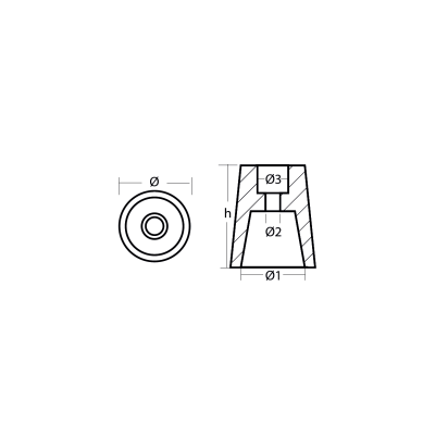 Aluminium Zinc Radice conical prop nut (anode only) shaft Ø 30mm