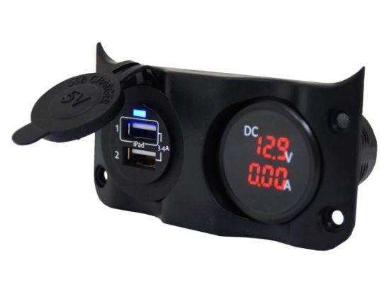 Wave add-on paneel dubbel USB & Volt/ampere meter