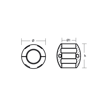 Zinc Volvo Penta anode for coupling bar DPH/DPR