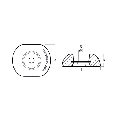 Zinc Disc anode single Ø110mm with steel insert