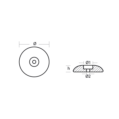 Zinc Disc anode single Ø90mm Heavy