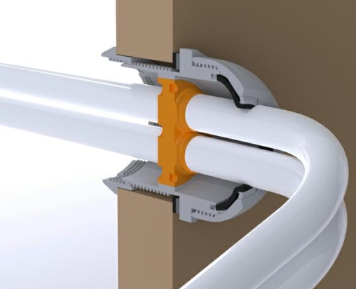 Through bulkhead seal for 4 x 16mm cables