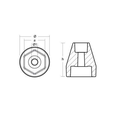 Zinc Yanmar Sterndrive propeller nut