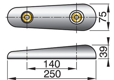 Huid-anode type 25SC zink excl. Aansluitset