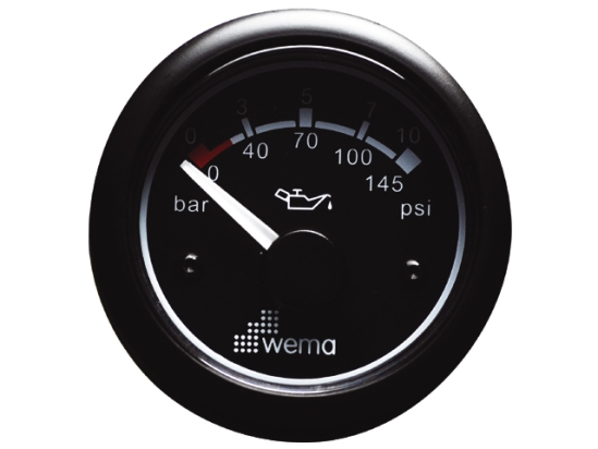 OLIEDRUK METER ZWART 25PSI