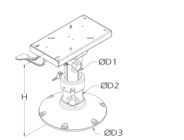 Stoelpoot swivel 435-635, voet Ø228, poot Ø73