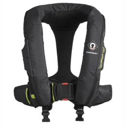 Reddingsvest ErgoFit 290N auto met harnas, licht & hood zwart/groen