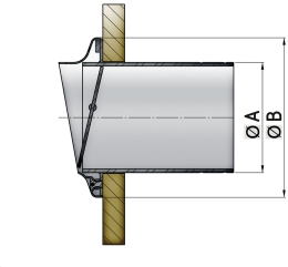Uitlaatspiegeldoorvoer D 125mm rvs met klep